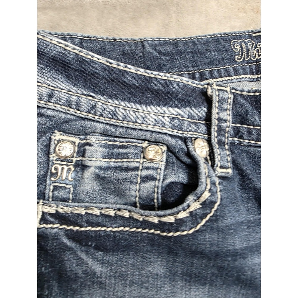 Miss Me Jeans Womens 31 Blue Hailey Skinny Embellished Sequin Rhinestone Pockets - Picture 6 of 9